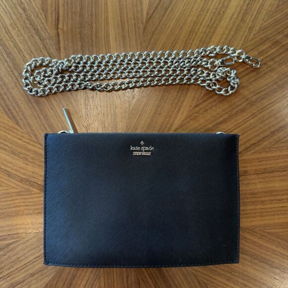 Kate Spade Saffiano Mini Sima Clutch Crossbody Purse Bag Minimal Metallic Gold - Picture 4 of 16